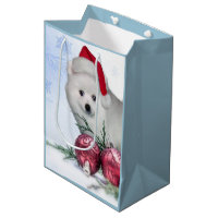 Christmas American Eskimo Dog gift bag