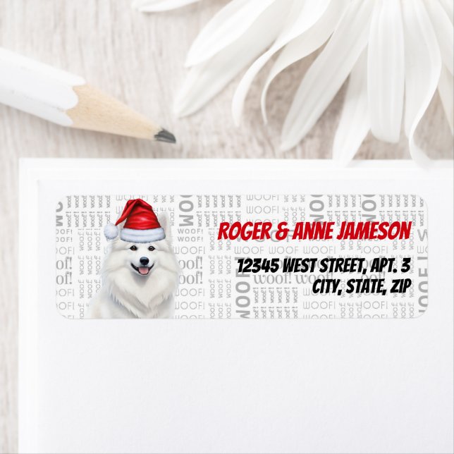 Christmas American Eskimo Dog Holiday Address Label (Insitu)