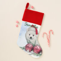 Christmas American Eskimo dog stocking