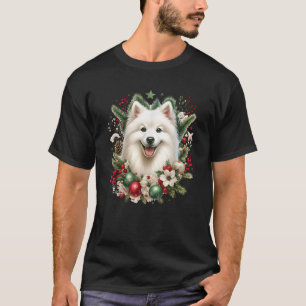 Christmas American Eskimo Dog Watercolor Artwork T-Shirt
