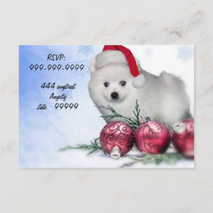 Christmas American Eskimo puppy Invitation