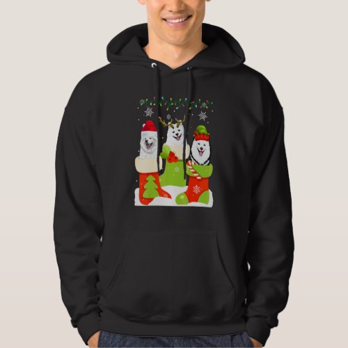 Christmas American Eskimo Sock Xmas Reindeer Santa Hoodie