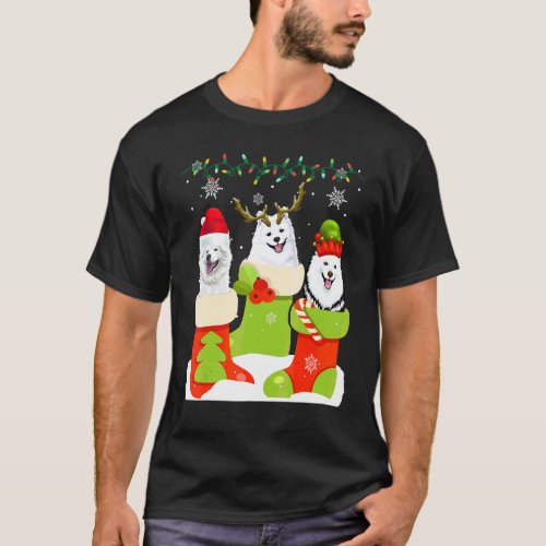 Christmas American Eskimo Sock Xmas Reindeer Santa T-Shirt