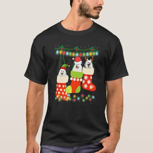 Christmas American Eskimo Sock Xmas Reindeer Santa T-Shirt