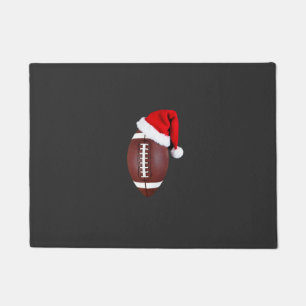 Christmas American Football Ball Santa Hat (1) Doormat