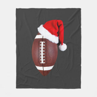 Christmas American Football Ball Santa Hat (1) Fleece Blanket
