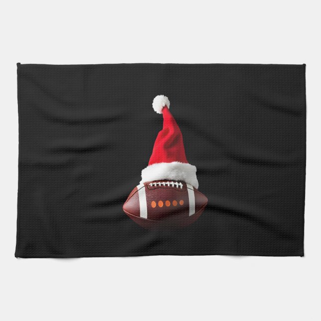 Christmas American Football Ball Santa Hat (1) Kitchen Towel (Horizontal)