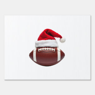 Christmas American Football Ball Santa Hat (1) Sign