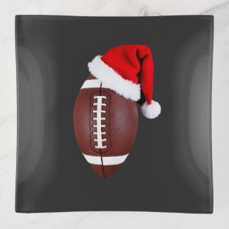 Christmas American Football Ball Santa Hat (1) Trinket Tray