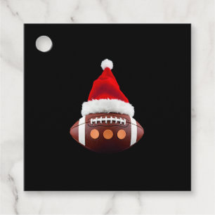 Christmas American Football Ball Santa Hat (2) Favor Tags