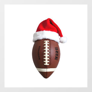 Christmas American Football Ball Santa Hat (2) Wall Decal