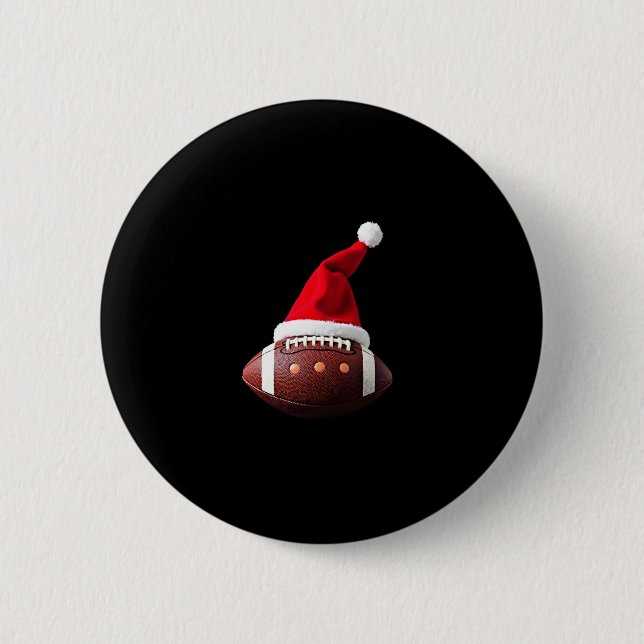 Christmas American Football Ball Santa Hat (3) Button (Front)