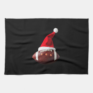 Christmas American Football Ball Santa Hat (3) Kitchen Towel