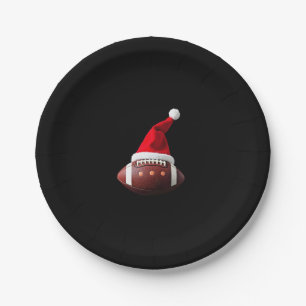 Christmas American Football Ball Santa Hat (3) Paper Plates