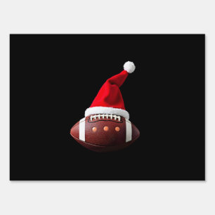 Christmas American Football Ball Santa Hat (3) Sign