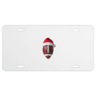 Christmas American Football Ball Santa Hat License Plate