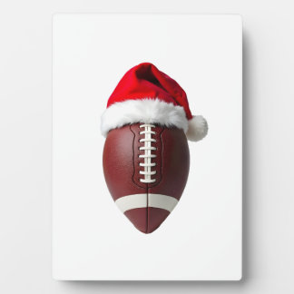 Christmas American Football Ball Santa Hat Plaque