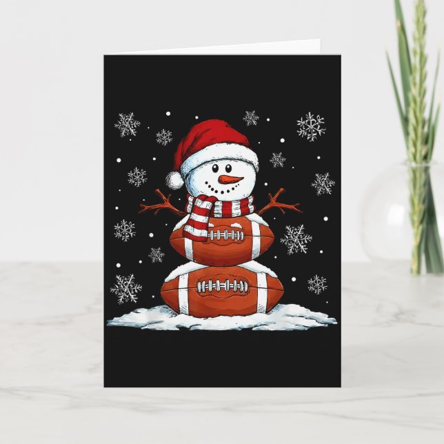 Christmas American Football Game Day Santa Snowman Card (Front)
