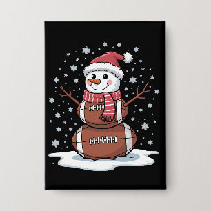 Christmas American Football Snowman Xmas Sport Button