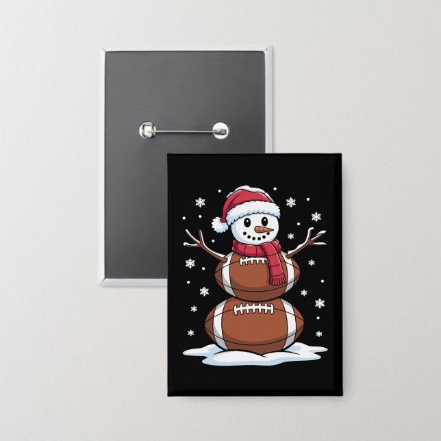 Christmas American Football Snowman Xmas Sport  Button (Front/Back)