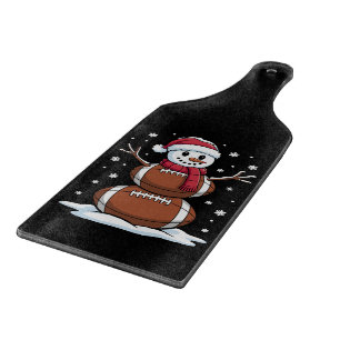 Christmas American Football Snowman Xmas Sport  Cutting Board