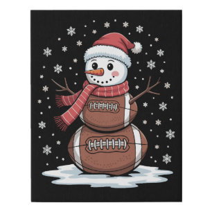 Christmas American Football Snowman Xmas Sport Faux Canvas Print