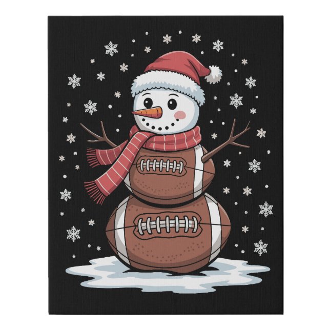 Christmas American Football Snowman Xmas Sport Faux Canvas Print (Front)
