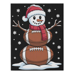 Christmas American Football Snowman Xmas Sport Faux Canvas Print