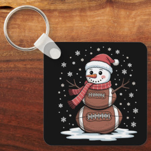 Christmas American Football Snowman Xmas Sport Keychain