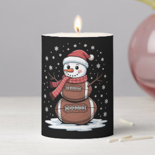 Christmas American Football Snowman Xmas Sport Pillar Candle