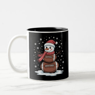 Christmas American Football Snowman Xmas Sport Two-Tone Coffee Mug