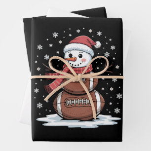 Christmas American Football Snowman Xmas Sport Wrapping Paper Sheets