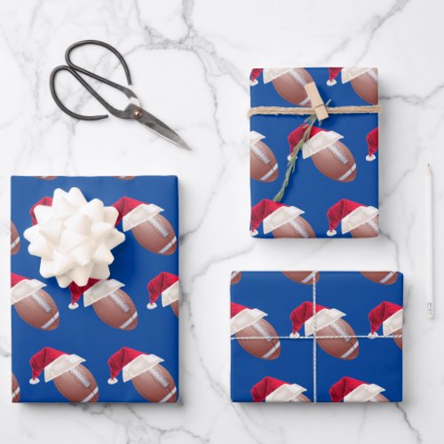 Christmas American Football Sports Santa Holiday Wrapping Paper Sheets