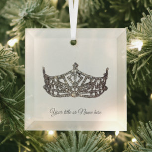 Christmas American Pageant Crown Glass Glass Ornament