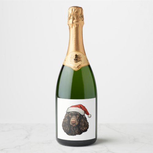 Christmas American Water Spaniel   Sparkling Wine Label