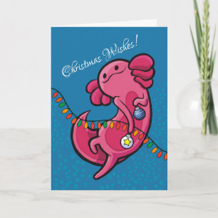 Christmas Amphibian Cute Axolotl with Ornaments Card