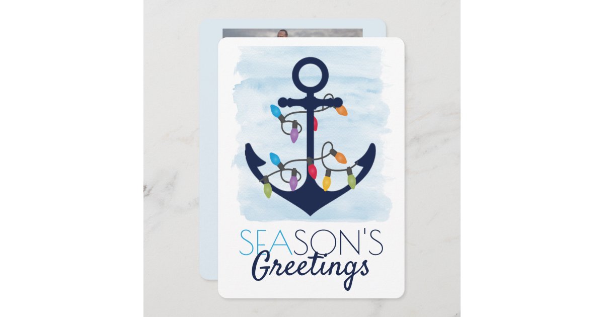 Christmas Anchor Lights Season's Greetings Photo Holiday Card Zazzle