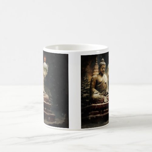 christmas and buddha magic mug