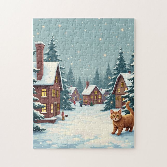 Christmas and Cat Puzzle (Vertical)