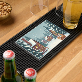 Christmas and Cat Wine Accessories Bar Mat