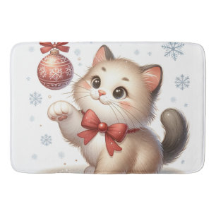 Christmas and cats bath mat