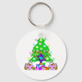 Christmas And Chanukah Holiday Keychain by bonfirechristmas at Zazzle