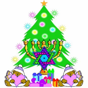 Christmas And Chanukah Together Statuette by bonfirechristmas at Zazzle