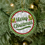 Christmas and Hanukkah Ceramic Ornament<br><div class="desc">Front:  "Merry Christmas" with Holly

Back:  "Happy Hanukkah" with Stars of David</div>