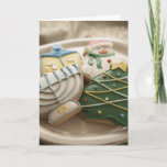 Christmas and Hanukkah cookies on plate, Holiday Card<br><div class="desc">AssetID: 200486001-001 / {Thomas Northcut} / Christmas and Hanukkah cookies on plate, </div>