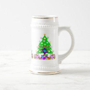 Christmas And Hanukkah Together Beer Stein by bonfirechristmas at Zazzle