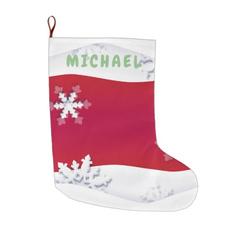 Christmas and Happy New Year Monogram Large Christmas Stocking