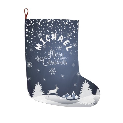 Christmas and Happy New Year Monogram Large Christmas Stocking