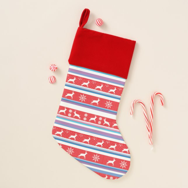 Christmas and Happy New Year! Nordic pattern Stocking (Front)