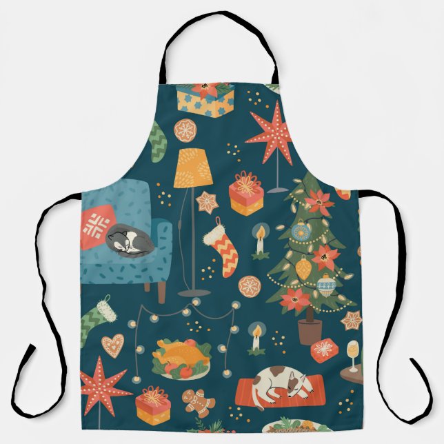 Christmas and Happy New Year seamless pattern. Swe Apron (Front)